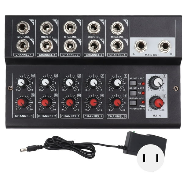 Mezclador de sonido MIX5210 Mezclador digital Mezclador de estudio compacto de 10 canales Mezclador de teclados para grabación de estudio en casa 100-240 V Enchufe de EE. UU. YUNYI BRAND Deportes