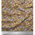 thumbnail image 1 of Soimoi Brown Polyester Crepe Fabric Leaves,Insect & Floral Artistic Print Fabric by The Yard 42 Inch Wide, 1 of 3