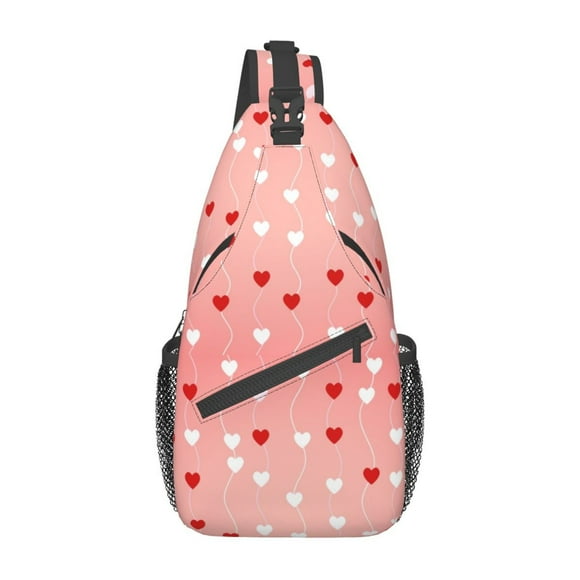ZICANCN Lovely Heart Shape Crossbody Sling Bag for Men Women - Casual Shoulder Backpacks for Travel Sport Climbing Runners Daypack