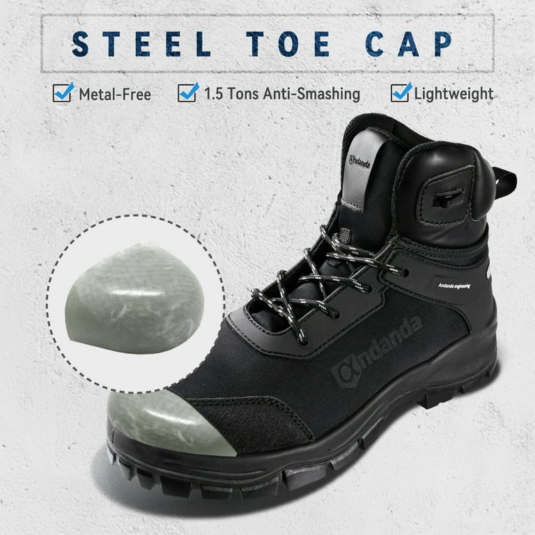 ANDANDA Work Boots for Men Puncture Proof Non Slip Industrial EH Safety Construction Boots Lightweight Comfortable Indestructible Insulated