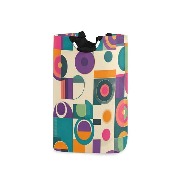 Yayeee Freestanding Laundry Hamper with Handle Collapsible Large Storage Basket for Clothes, Purple Geometric