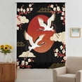 thumbnail image 2 of Japanese Style Sheer Curtains 45 Inches Long, Modern Cranes Cherry Flower Wave Red Brown Light Filering Curtains, Breathable Simi Curtain Privacy Drapes for Kitchen Bathroom Small Window Treatment, 2 of 9