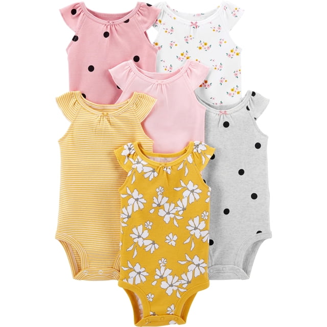 Body Simple Joys de Carter's para niñas de 3 a 6 meses (paquete de 6)