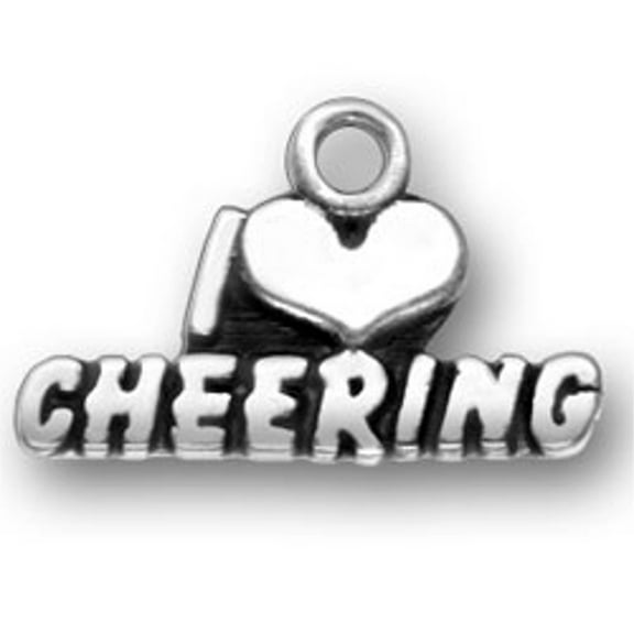 Sterling Silver 16" .8mm Box Chain I HEART CHEERING Pendant Necklace
