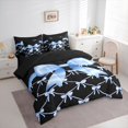 thumbnail image 3 of jejeloiu Kawaii Bowtie Ribbon 7pcs Bedding Comforter Set,Blue Black Queen Bedding Sets For Girls Teens Reversible, 3 of 8