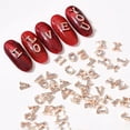 thumbnail image 2 of 10 Uds. De alfabetos para decoración de uñas, brillantes tridimensionales, ahuecados, aleación Diy, 26 letras doradas del alfabeto, diamantes de imitación para salón de uñas, 2 of 5