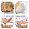 Large Wicker Picnic Basket with Lid and Handle Sturdy Woven Body with
