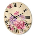 thumbnail image 3 of Designart 'Bouquet of Purple and Pink Flowers I' Farmhouse Wood Wall Clock, 3 of 5