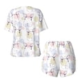 thumbnail image 5 of Lsque Hand Drawn Rabbit Women's Short-Sleeved Pajama Set - 2 Piece Soft and Lightweight Sleepwear Set-Small, 5 of 9