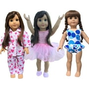 American Girl Doll Clothes by In-Style 18"  3 Outfits, Ballet Set Includes Slippers