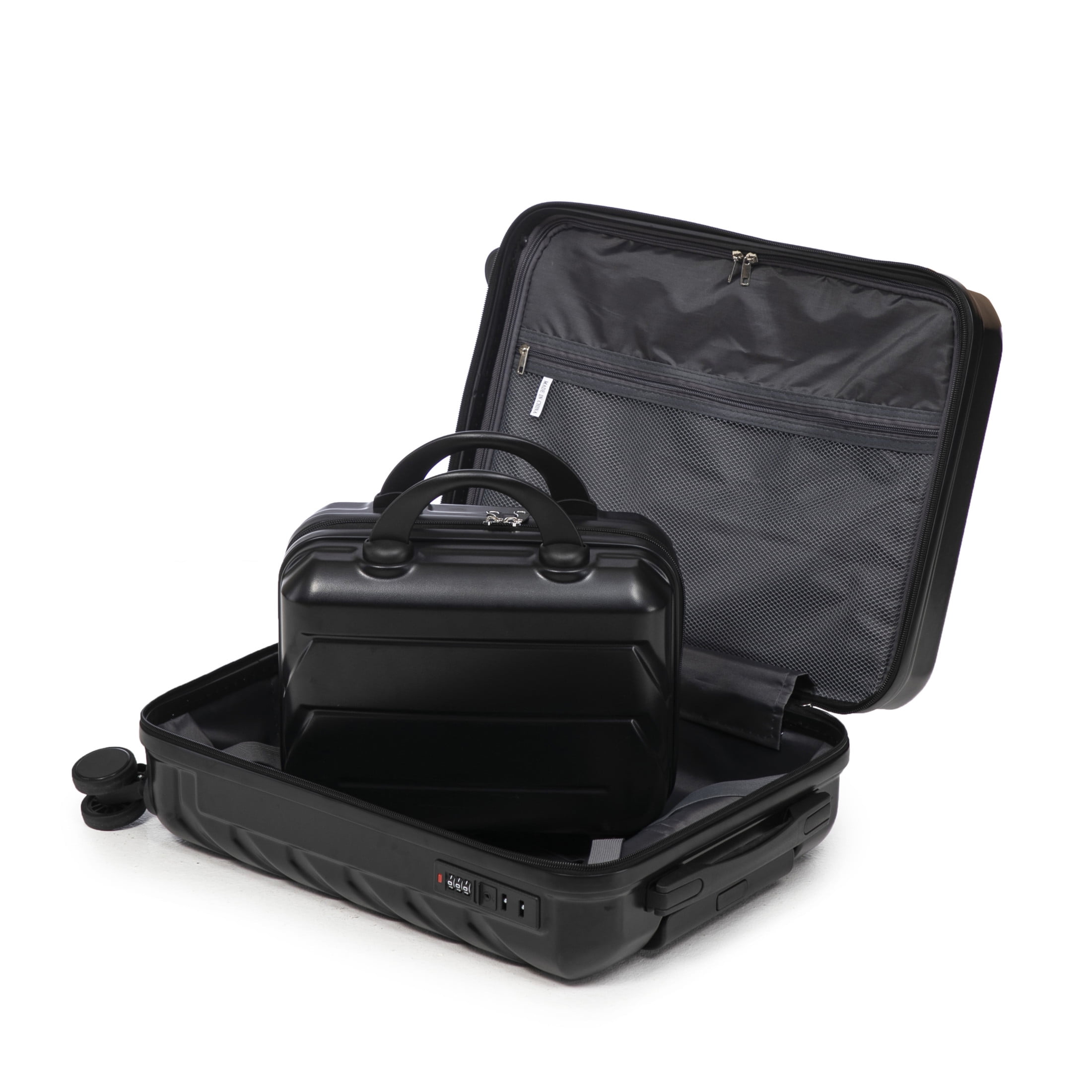 Noble House Lorven 2-Piece ABS Spinner Luggage Set, 20" Carry-On Suitcase and Cosmetic Case, Combination Lock, Black