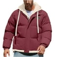 thumbnail image 2 of Maoxin Mens Jacket Men's Solid Color Thick Dake TwoLayer Windproof Pocket Zipper Hooded Outdoor Jacket Jackets for Men , Wine , L, 2 of 6