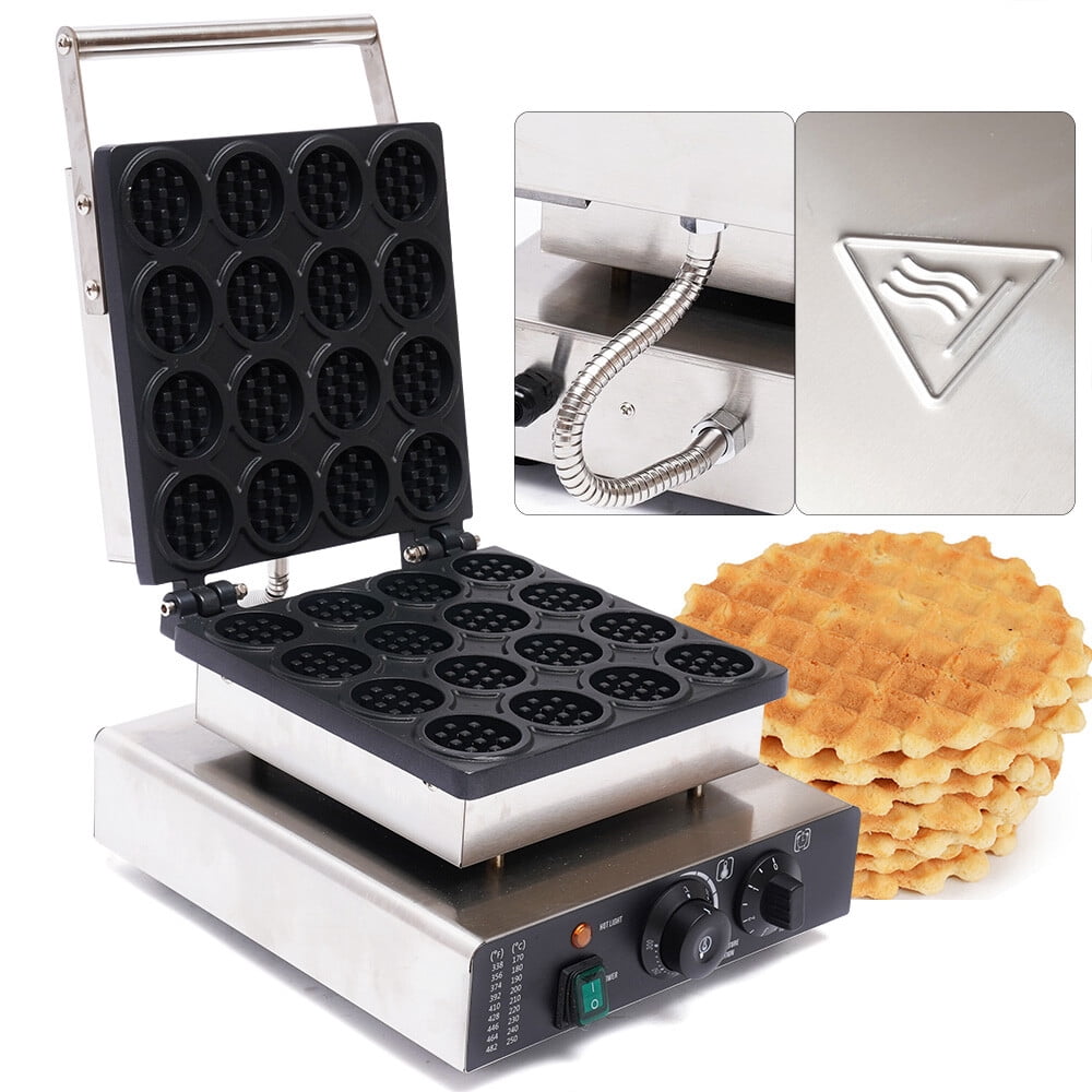 16 Grid Commercial Mini Waffle Maker 1750W Nonstick Electric Fast Waffle Making