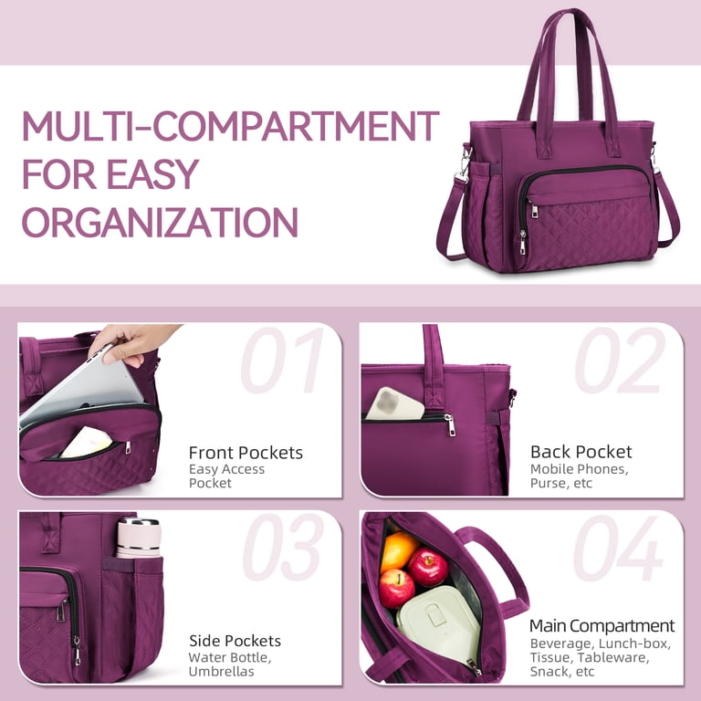 Holuxer Large Insulated Lunch Tote for Women, Purple photo 3