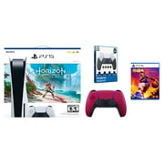 Sony Playstation 5 Disc Horizon Forbidden West with NBA 2K23, Extra Controller and FPS Grip Kit Bundle - Cosmic Red