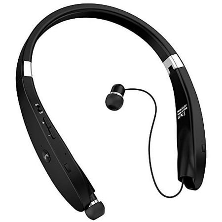 Bluetooth Headphones, Bluetooth Headset Foldable Neckband Wireless Headset with Retractable Earbuds, Bluetooth V4.1, 16