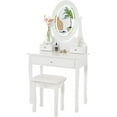 thumbnail image 1 of Coiffeuse avec Miroir Ovale Éclairé à DEL, Tabouret Rembourré, 1 of 2