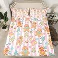 thumbnail image 2 of Castle Fairy 4-Piece King Sheet Set: Girls Gingerbread Man Geometric Stripes Christmas, 2 of 7
