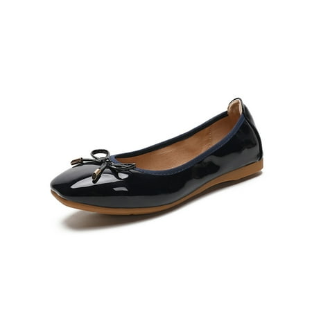 

Eloshman Women Flats Comfort Loafers Slip On Flat Shoes Party Lightweight Non-slip Dress Shoe Fashion Blue 5