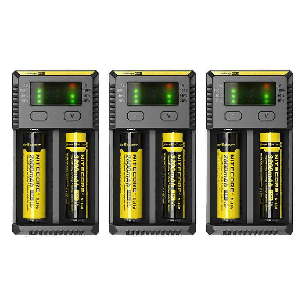 Nitecore i2 2016 Intellicharger Charger with 2x 18650s Car Adapter & Organizer