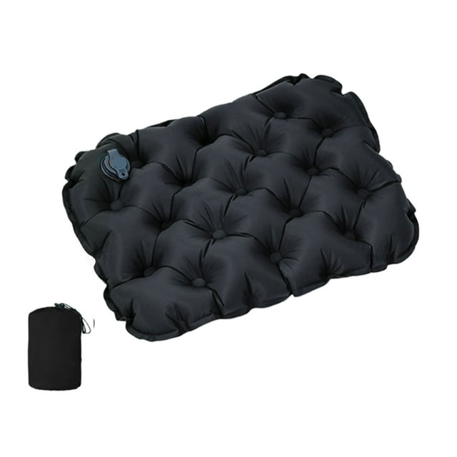 Greeniant Cojín de nailon para asiento de exterior para eventos deportivos, cojín inflable para asiento de exterior, bolsa plegable para carpas negro (bolsa de almacenamiento)