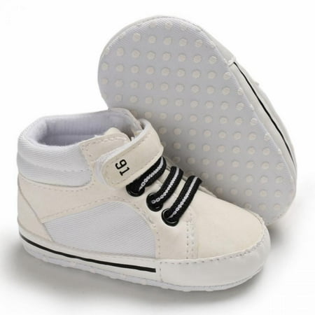 Baby Boys Girls High Top Sneakers Soft Soles Anti Skid Infant Ankle Shoes Toddler Prewalker First Walking Crib Shoes