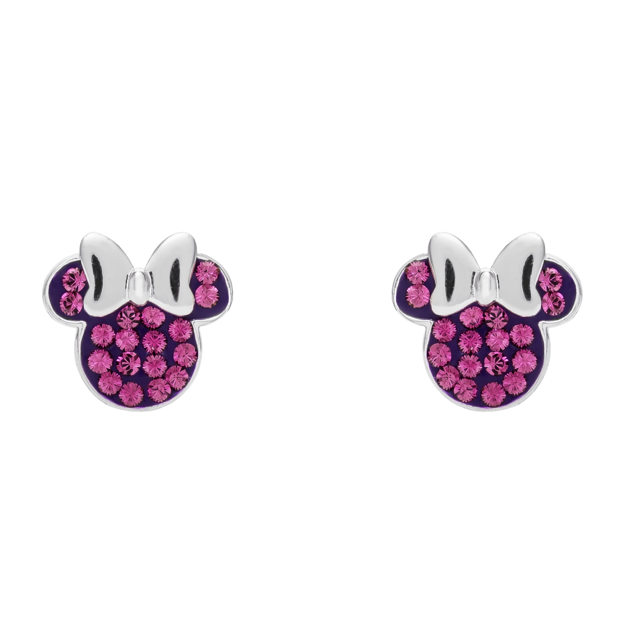 Disney Minnie Mouse Birthstone Sterling Silver Crystal Stud
