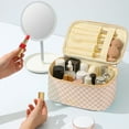 thumbnail image 5 of Meiyuuo Waterproof PU Leather Cosmetic Makeup Bag with Zipper, Checkered Plaid, Red, 1 Piece, 5 of 6