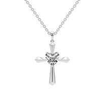 Lab Diamond Dangling Pendant Necklace For Women | 3 Carat IGI Certified Heart Shape | Serenity Cross Lab Diamond Pendant In 18K White Gold | FG-VS1-VS2 Quality | Friendly Diamonds
