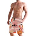 thumbnail image 2 of Dailycode Men's Quick Dry Swim Trunks Beach Shorts Casual Summer Board Shorts with Pockets, Poppy Flowers and Stripes, 2 of 8