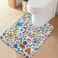 thumbnail image 2 of Yayeee Bath Rugs for Bathroom Floor Set of 2 Non Slip Fluffy Soft Absorbent Mat, Doodle Pattern, 2 of 7