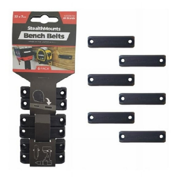 Bench Belt Universal Utility Tool Holster Clip, Black - Pack of 6