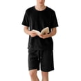 thumbnail image 5 of Maqroz Mens Sweatsuits 2 Piece Set Short Sleeve T-Shirt and Shorts Set Crew Neck Top with Elastic Waist Bottoms Casual Loungewear Soft Everyday Wear Lightweight Comfortable Home Outfit, 5 of 5