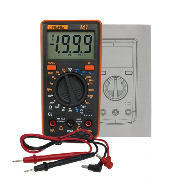Riwesomey Multímetro Digital ANENG M1, probador inteligente portátil de seguridad completamente AC/DC, rango automático, pantalla LCD, multímetro, Medidores de medidas dimensionales No.02 Riwesomey GJ3126-02