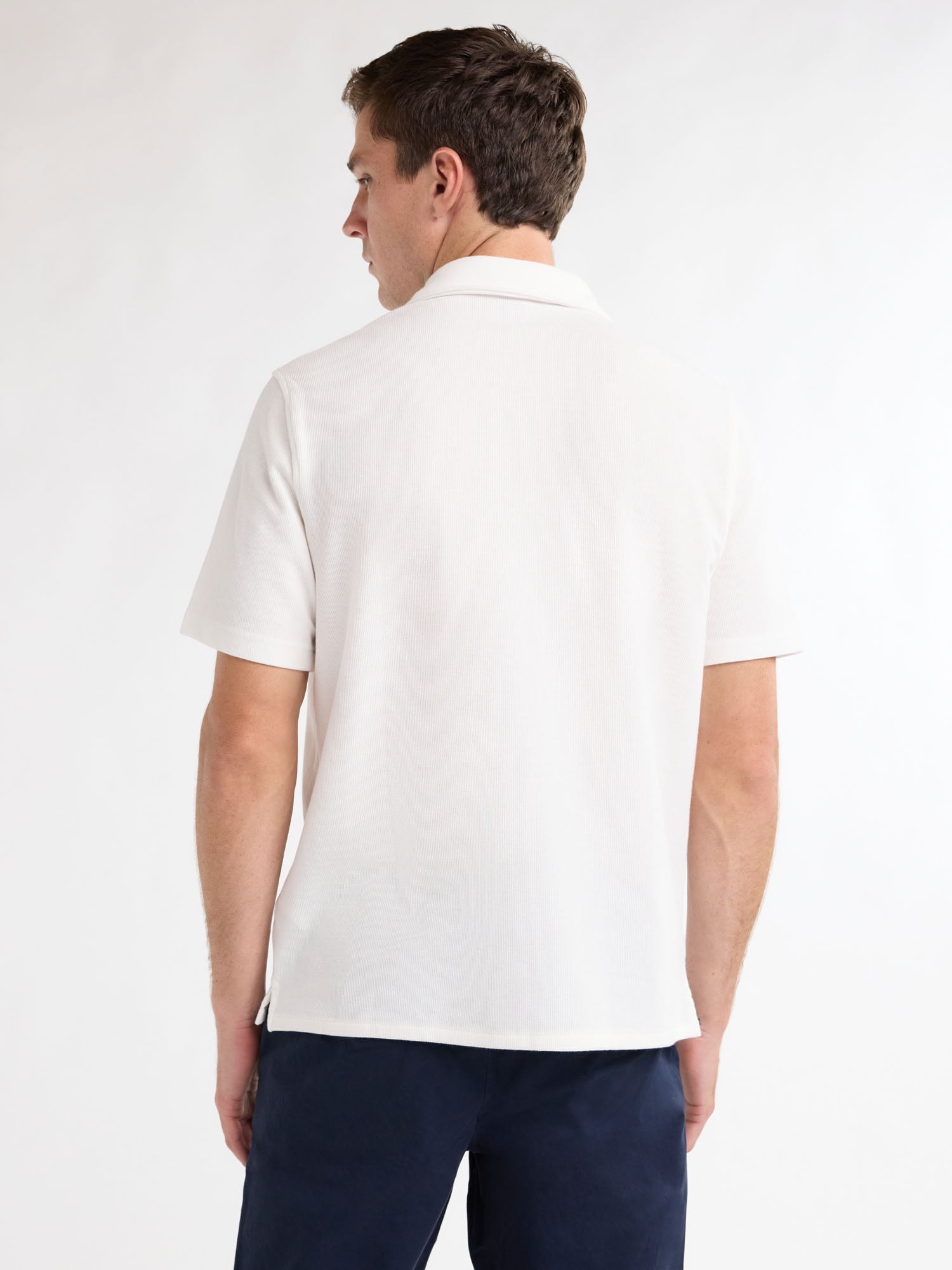 Free Assembly Men's Waffle Knit Button-Up Shirt with Short Sleeves, Sizes XS-3XL