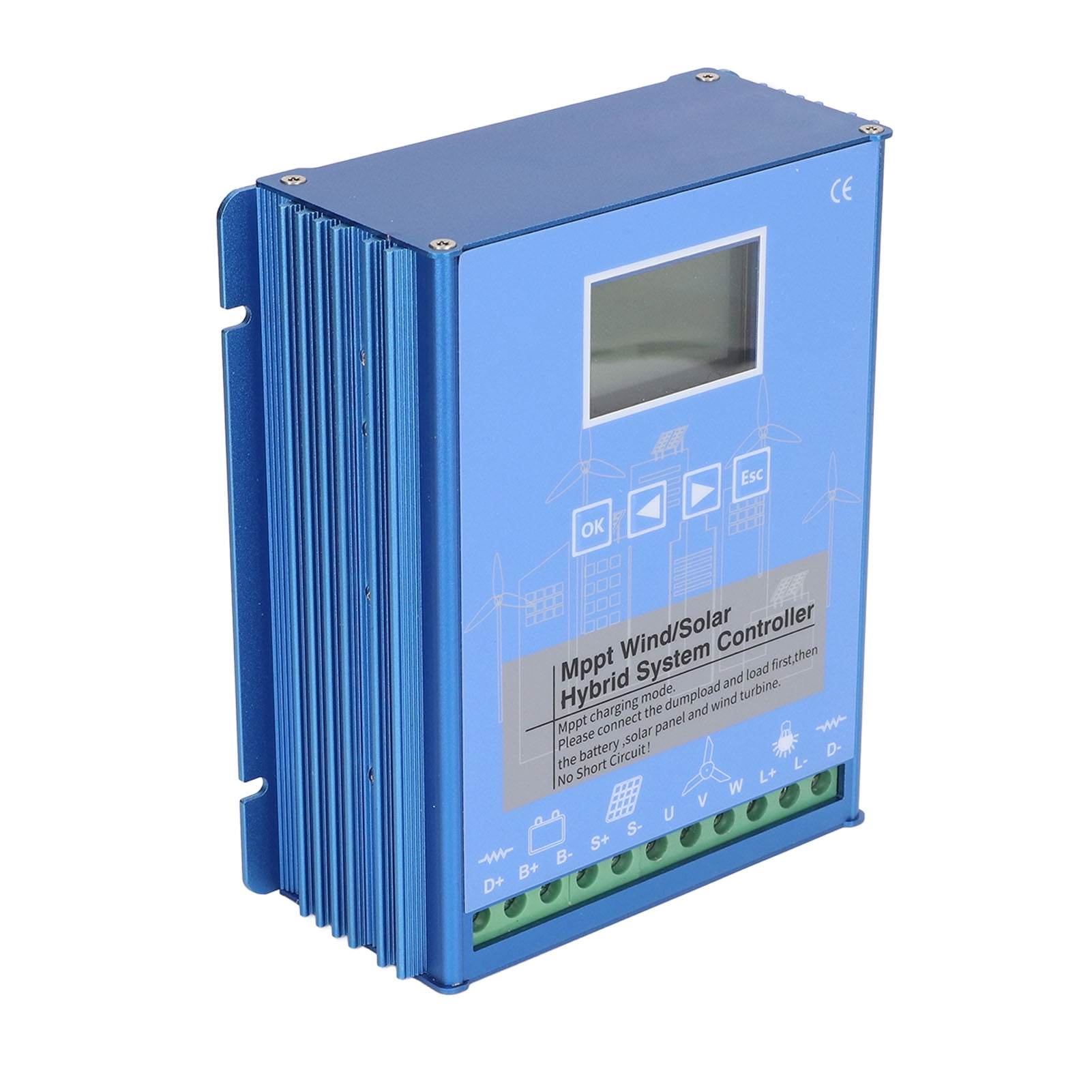 Wind & Solar Hybrid Controller MPPT PWM Charging 800W Wind 600W PV Solar Regulator 12V 24V with Unloading Resistor, Dual Input Hybrid Charge Controller for Renewable Energy Systems