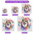 thumbnail image 5 of Hippie Corgi Portrait Watercolor Tie-Dye Vintage Styles Cutout Transfer Sticker Welsh Corgi Dog Lover Gifts Idea Transparent Decal Art Decor - 00014, 5 of 5