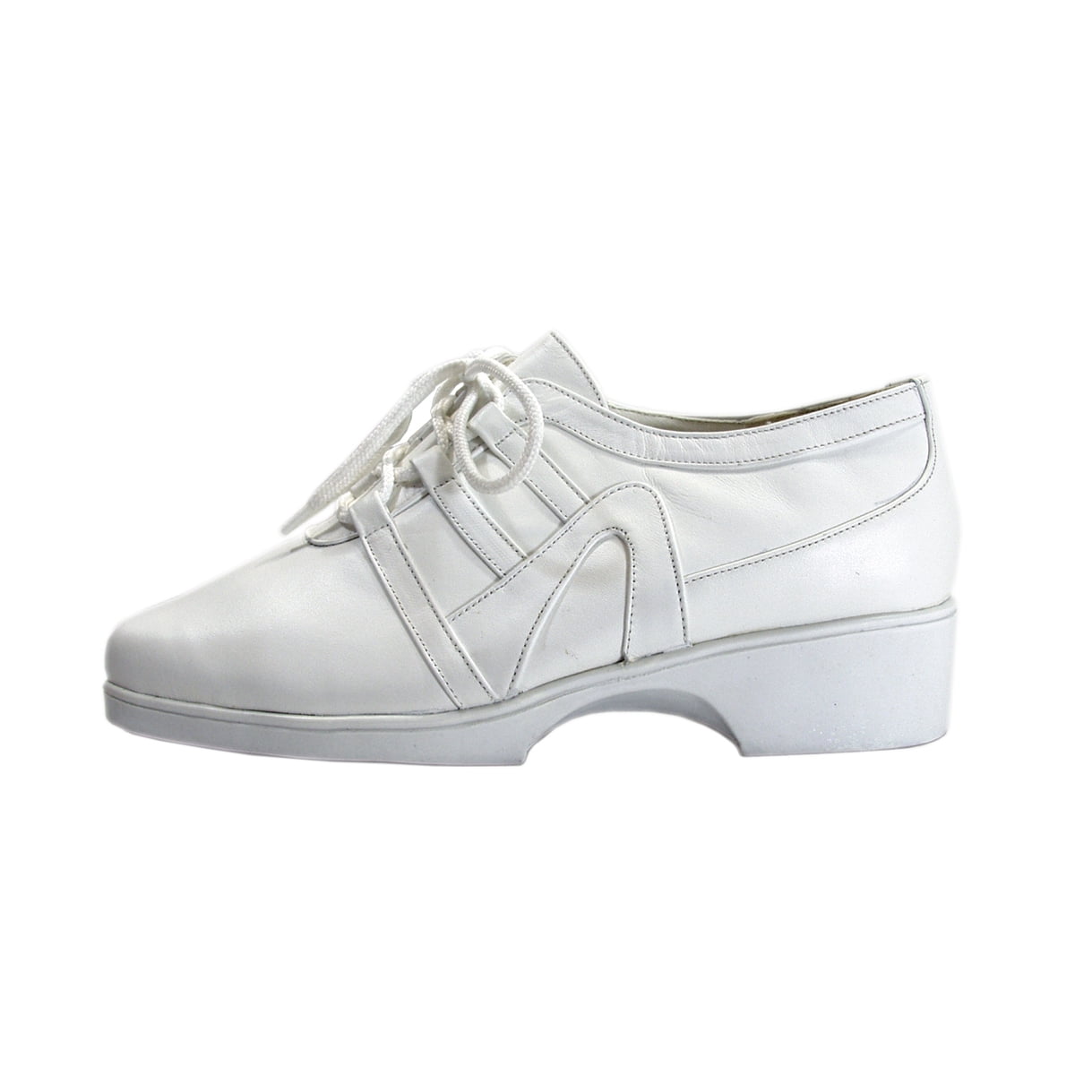 24 HOUR COMFORT Carmel Women's Wide Width Leather Lace-Up Shoes WHITE 11