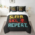 thumbnail image 2 of Feelyou Eat Sleep Ski Repeat Twin Bedding Sets 7-Piece, Modern Winter Outdoor Sports Bedding Comforter Set, Teens Boys Girls Kids Sheet Sets, Microfiber Bedroom Decor, 2 of 7