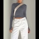thumbnail image 5 of Tops Cortos Ajustados para Mujer para Salir, Informales, de Color Liso, con Cuello Redondo, Larga, Ajustados, Ropa de Calle Básica Gris L, 5 of 8