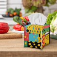 thumbnail image 5 of FUIALDOLG Leather Tissue Box Cover Square 5.1x5.1x5.5'' Waterproof Tissue Box Holder with Metal Button for Car, Bathroom, Kitchen,Home Decor (Colorful Polka Dots), 5 of 7