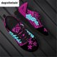 thumbnail image 1 of Zapatillas Doginthehole para mujer, zapatos planos de malla con estampado tribal polinesio de hibisco, zapatos deportivos femeninos con cordones, 1 of 6