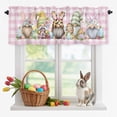 thumbnail image 2 of Valance for Windows,Spring Easter Eggs Leopard Print Gnome Valances Curtain Rod Pocket Valance for Kitchen Bedroom Living Room Bathroom,Pink Buffalo Plaid Short Curtains Window Treatment 54x18in, 2 of 9