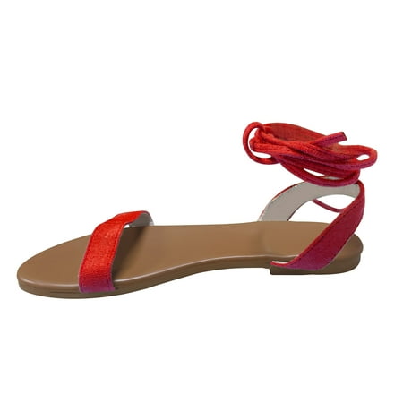 

Cglfd Women S Casual Vacation Fashion Open Toe Ankle Strap Roman Flat Beach Sandals