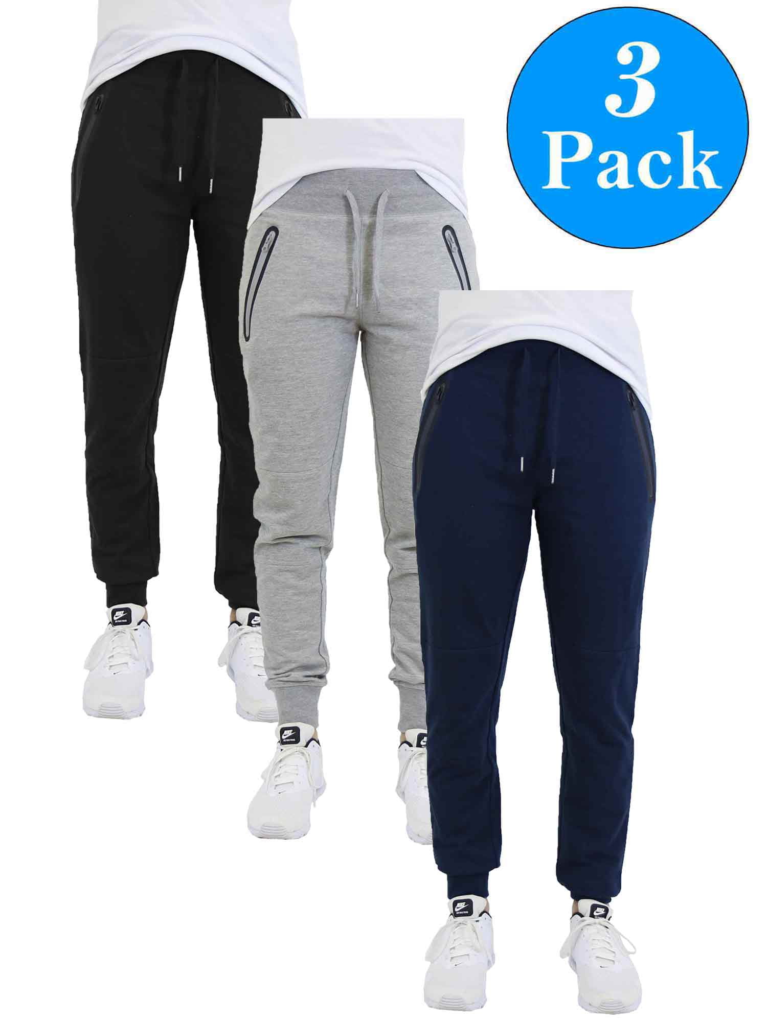 Men's Jogger Sweatpants With Zipper Pockets (3-Pack) - Walmart.com
