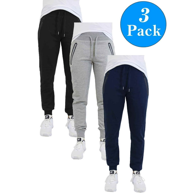 Men s Jogger Sweatpants With Zipper Pockets 3 Pack