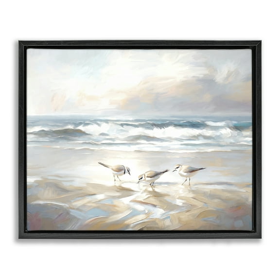 Stupell Industries Blue Haven Bay Coastal Painting Black Floater Framed Canvas Art Print Wall Art, 21 x 17