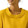 thumbnail image 4 of Women's 3/4 Sleeve Round Neck Pullover Top Blouse Shirt Casual Daily Wear Solid Color Loose Fit Fashion Essential for Ladies | Aestivo,Yellow XL, 4 of 7