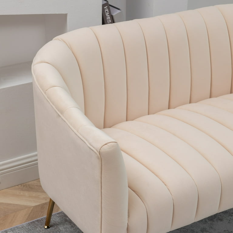 Mossley 51 Velvet Loveseat Mercer41 Fabric Beige Velvet