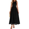 thumbnail image 2 of Women'S Summer Dresses Sleeveless Crewneck A-Line Boho Lace Eyelet Tank Maxi Dress with Pockets Black S, 2 of 10